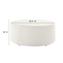 Callum Large 38" Round Woven Heathered Fabric Upholstered Ottoman by HouseOfZazla