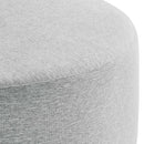 Callum Large 38" Round Woven Heathered Fabric Upholstered Ottoman by HouseOfZazla