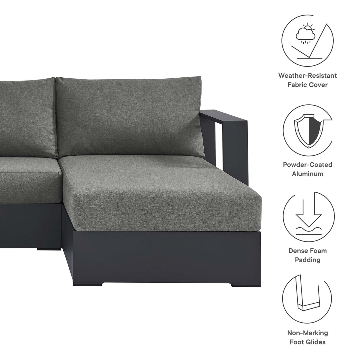Tahoe 2-Piece Outdoor Aluminum Chaise Sectional Sofa, photo 19 of 21