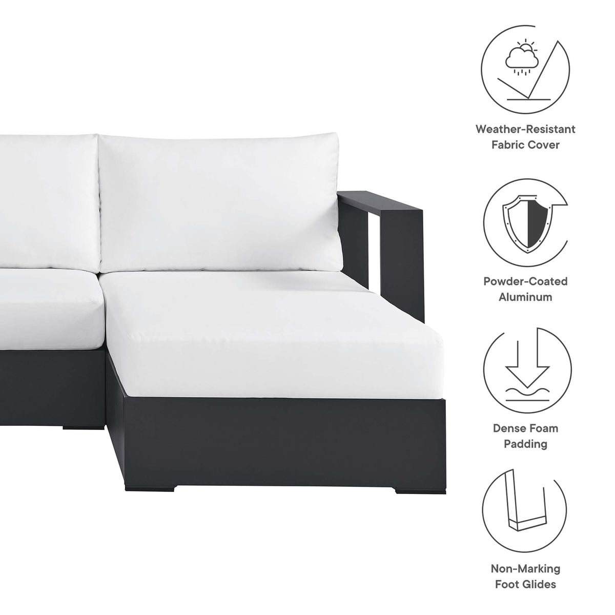 Tahoe 2-Piece Outdoor Aluminum Chaise Sectional Sofa, photo 2 of 21