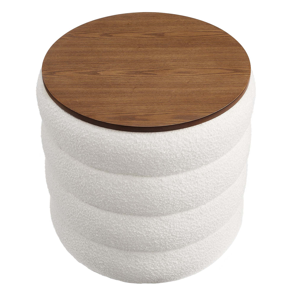 Mezzo Round Boucle Fabric Storage Ottoman by Modway, photo 10 of 14