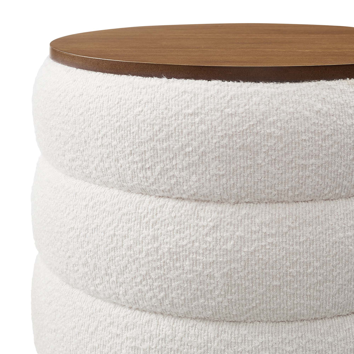Mezzo Round Boucle Fabric Storage Ottoman by Modway, photo 9 of 14