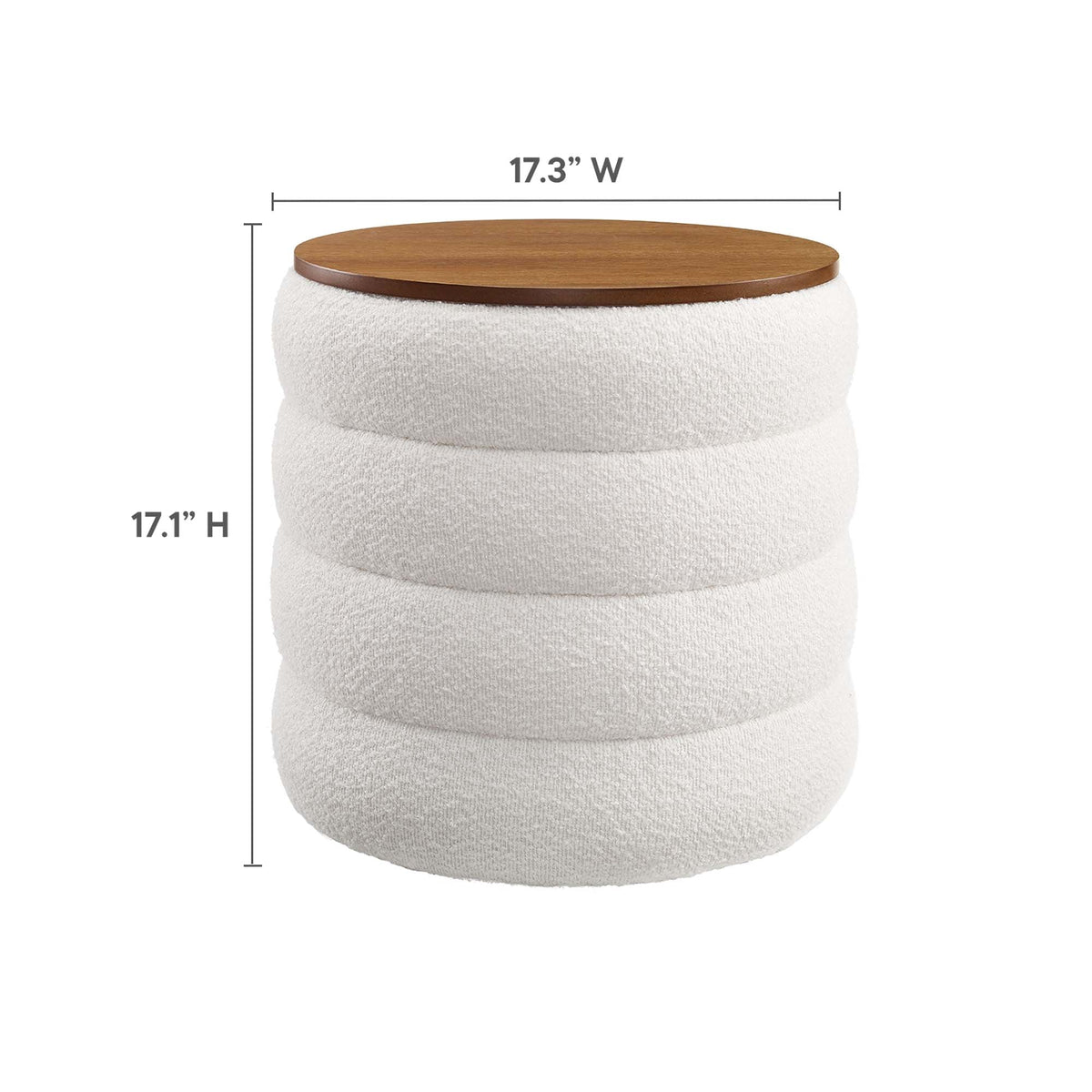Mezzo Round Boucle Fabric Storage Ottoman by Modway, photo 12 of 14