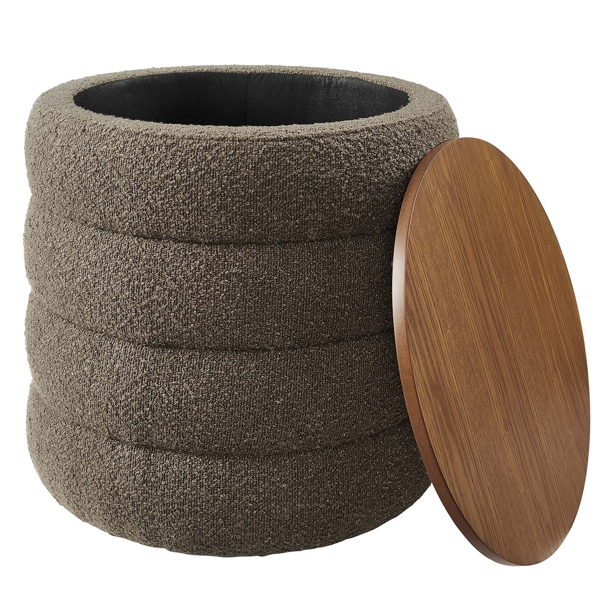 Mezzo Round Boucle Fabric Storage Ottoman by Modway, photo 4 of 14