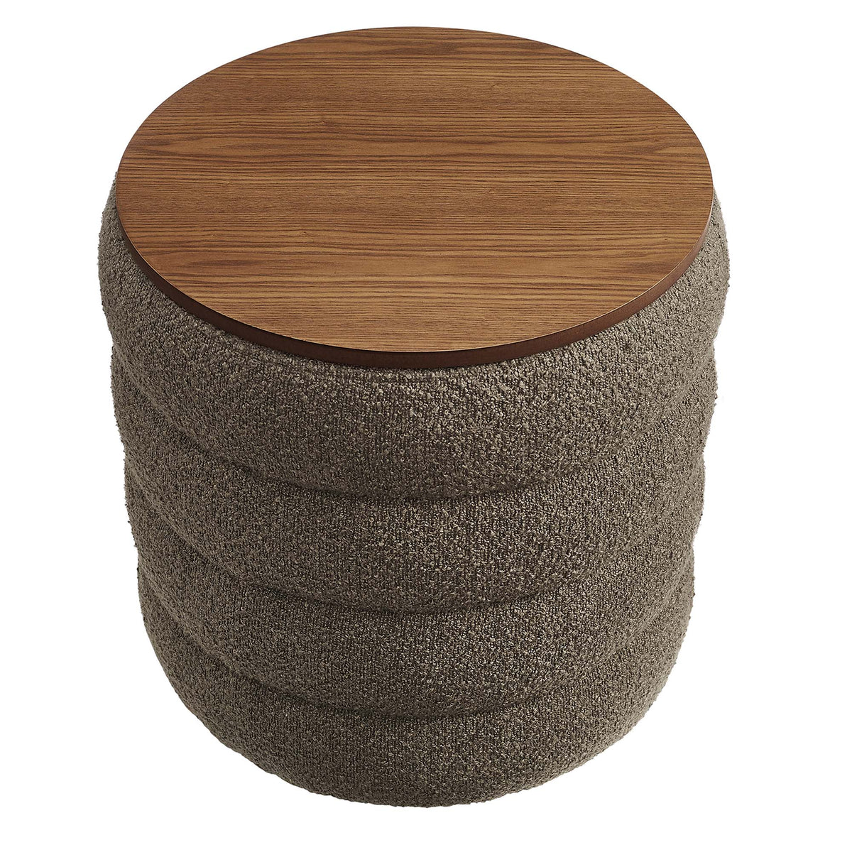 Mezzo Round Boucle Fabric Storage Ottoman by Modway, photo 5 of 14
