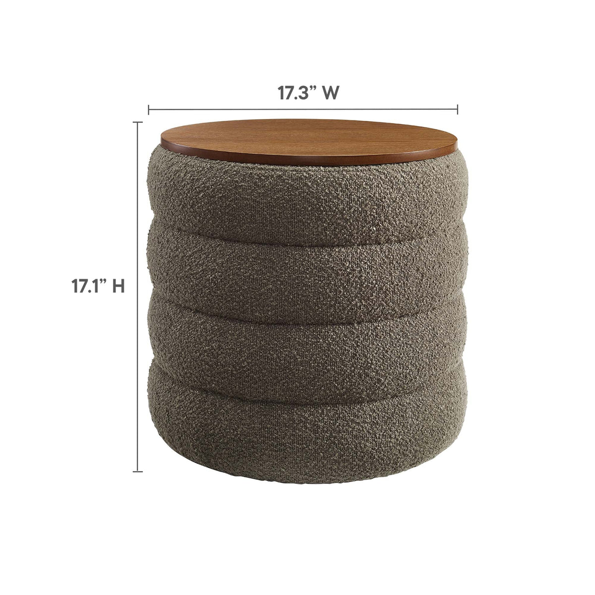 Mezzo Round Boucle Fabric Storage Ottoman by Modway, photo 3 of 14