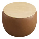 Perla Round Vegan Leather Storage Ottoman by HouseOfZazla