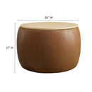 Perla Round Vegan Leather Storage Ottoman by HouseOfZazla
