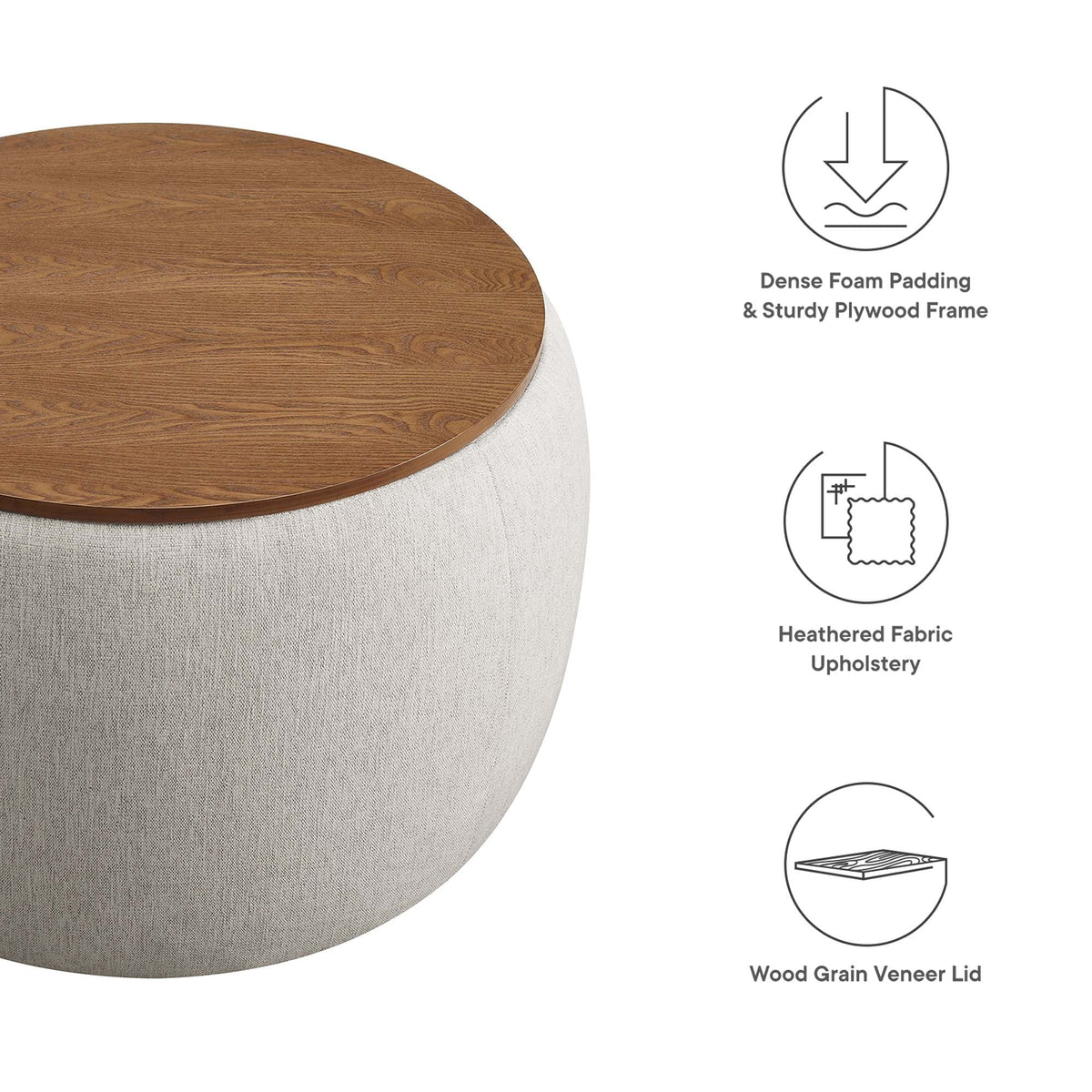 Perla Woven Heathered Fabric Upholstered Storage Ottoman by Modway, photo 13 of 14