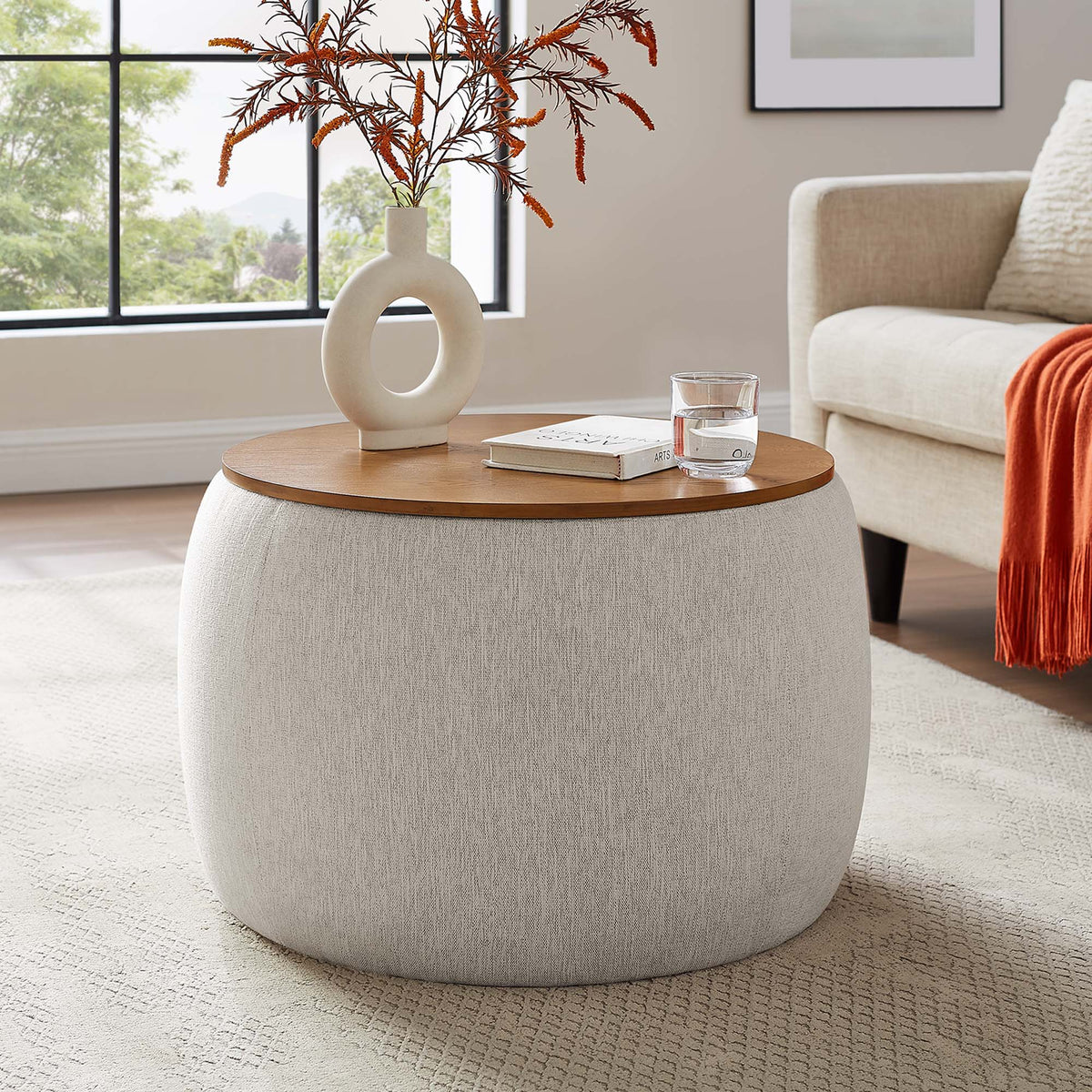 Perla Woven Heathered Fabric Upholstered Storage Ottoman by Modway, photo 8 of 14