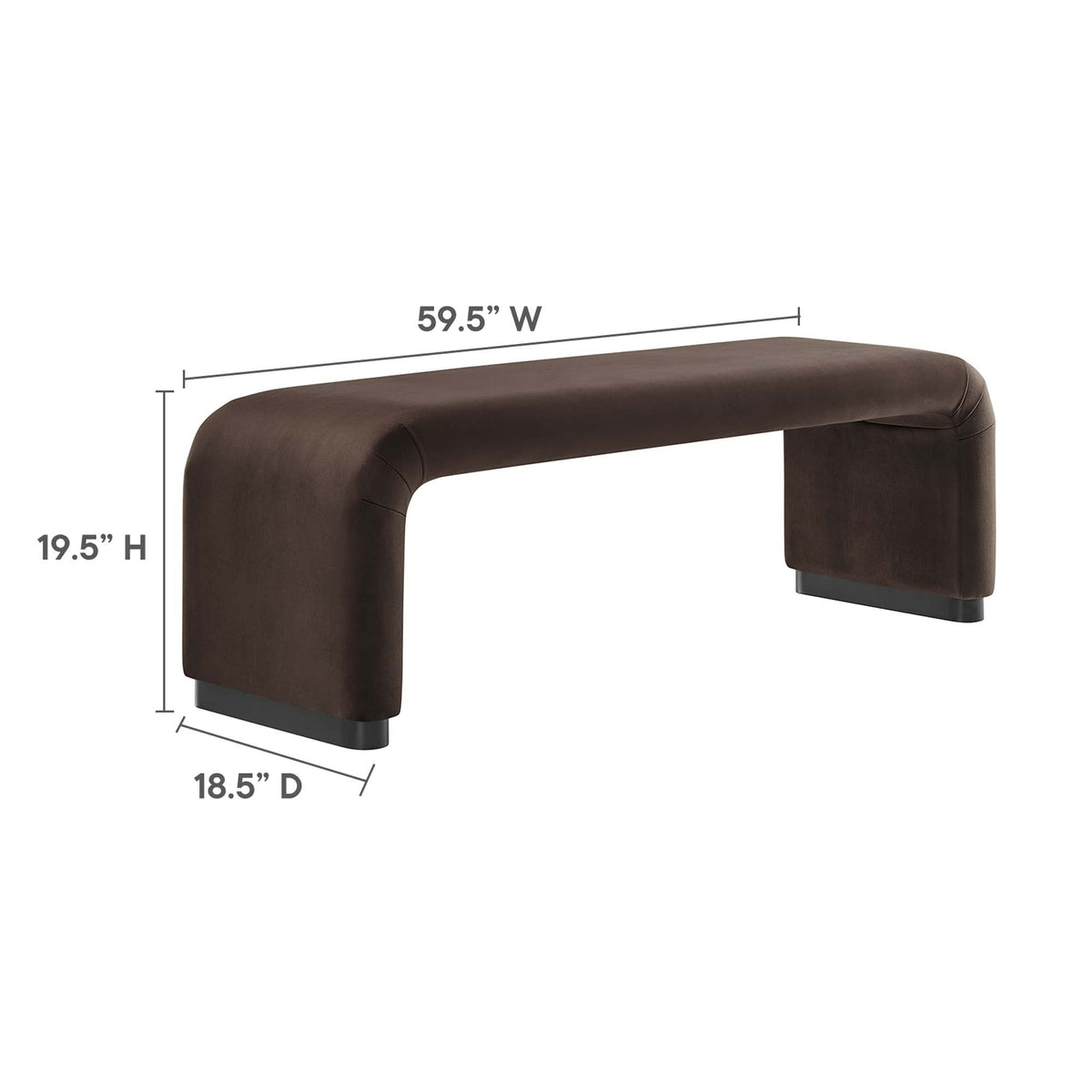 Koda Performance Velvet Waterfall Long Bench by Modway, photo 37 of 46