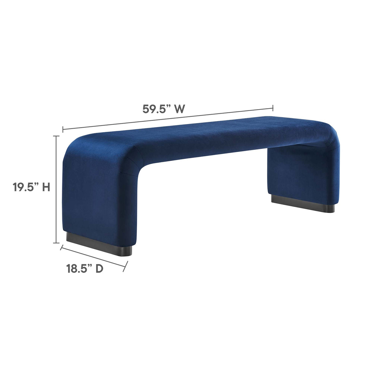 Koda Performance Velvet Waterfall Long Bench by Modway, photo 36 of 46