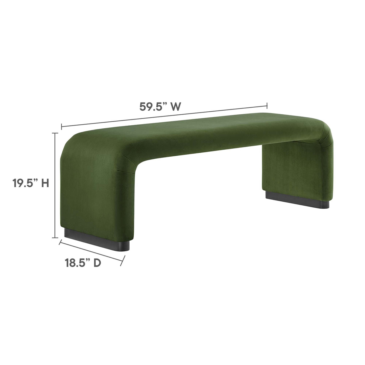Koda Performance Velvet Waterfall Long Bench by Modway, photo 35 of 46