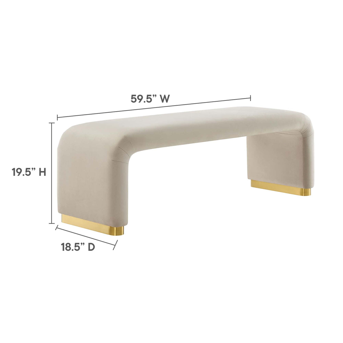 Koda Performance Velvet Waterfall Long Bench by Modway, photo 34 of 46