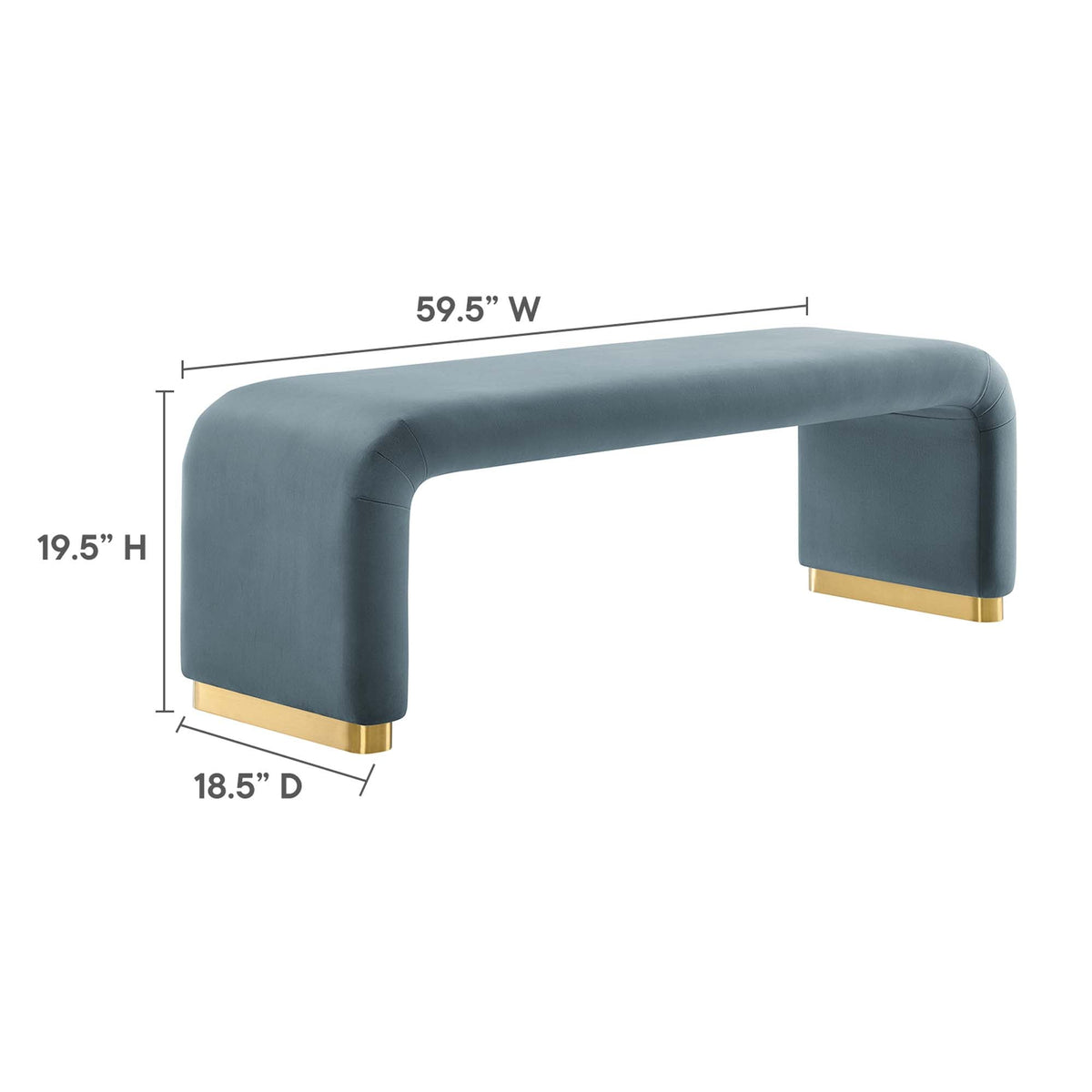 Koda Performance Velvet Waterfall Long Bench by Modway, photo 33 of 46