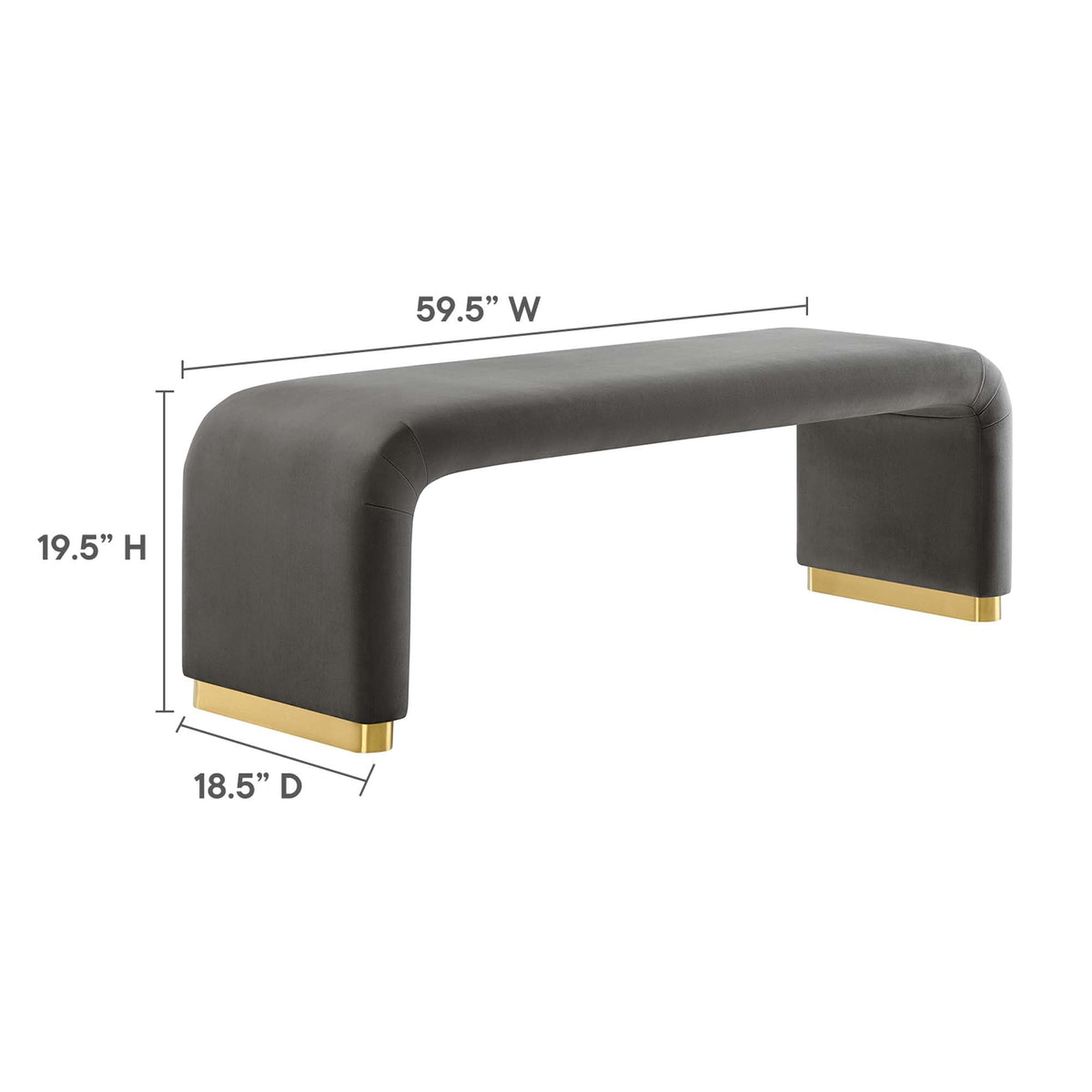 Koda Performance Velvet Waterfall Long Bench by Modway, photo 3 of 46