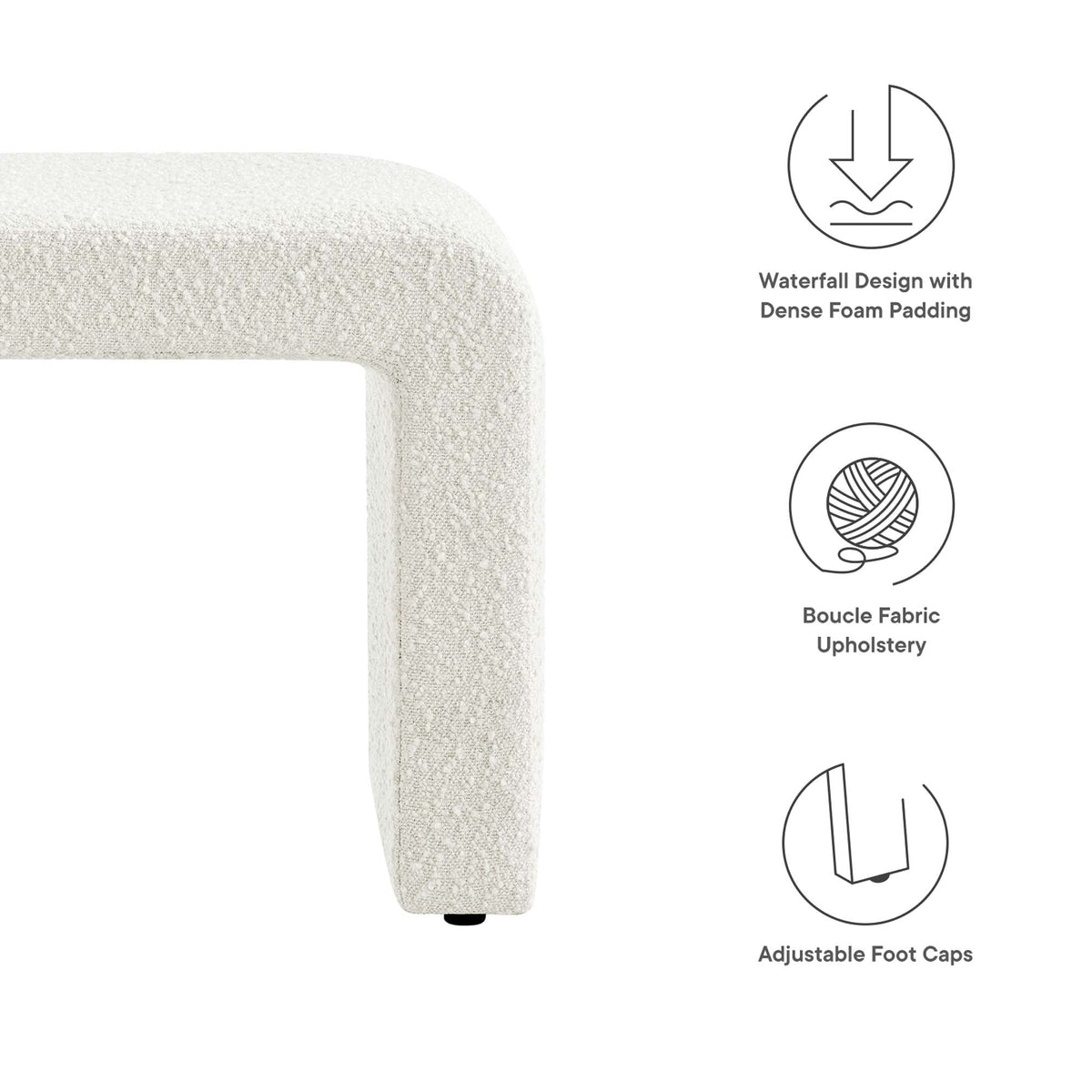 Simba Boucle Fabric Waterfall Stool by Modway, photo 2 of 14