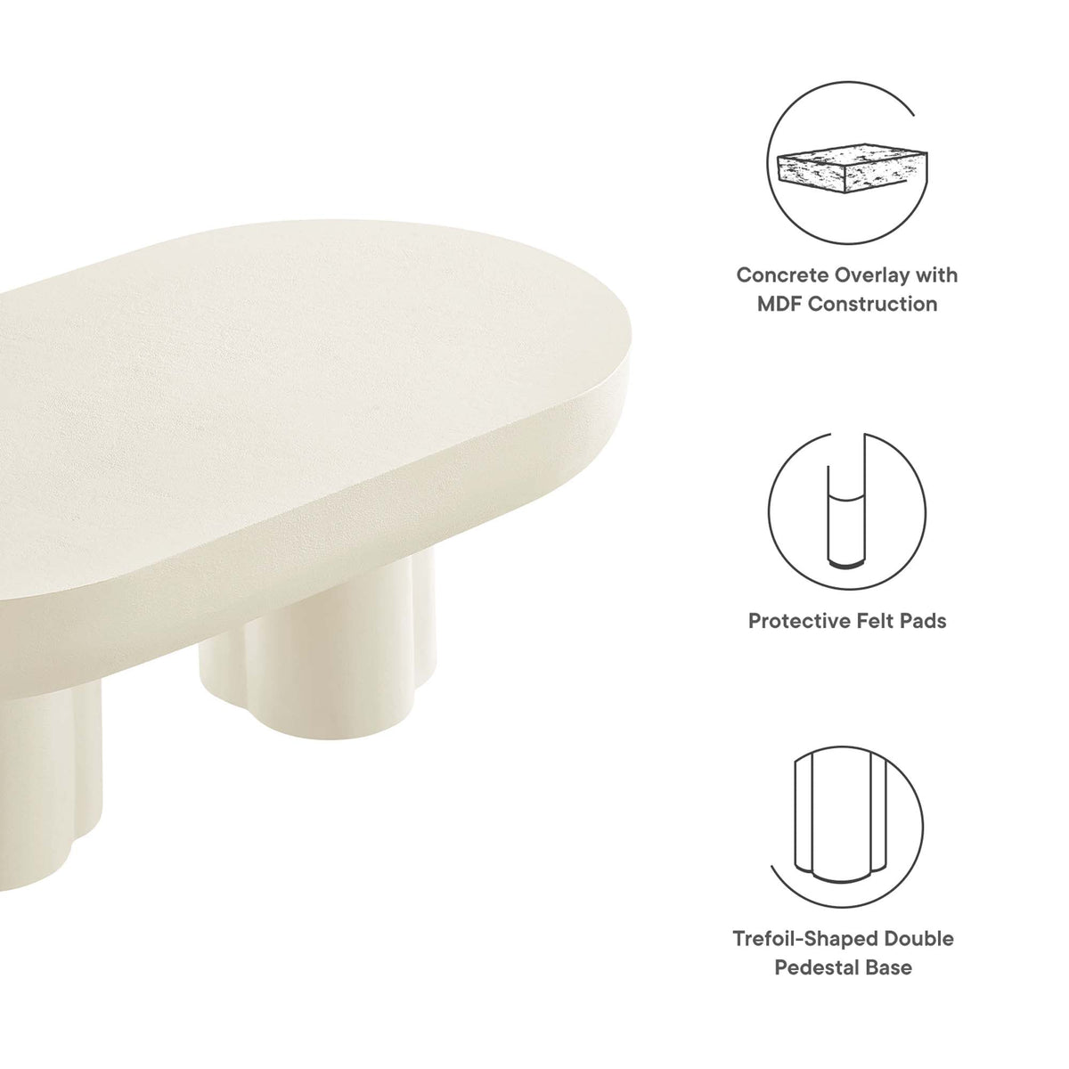 Caspian Oval Concrete Coffee Table by Modway, photo 2 of 14