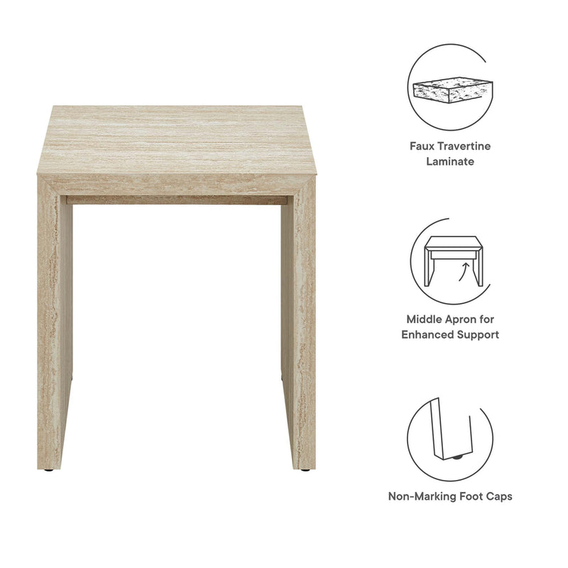 Mirella Faux Travertine Side Table by Modway, photo 3 of 7