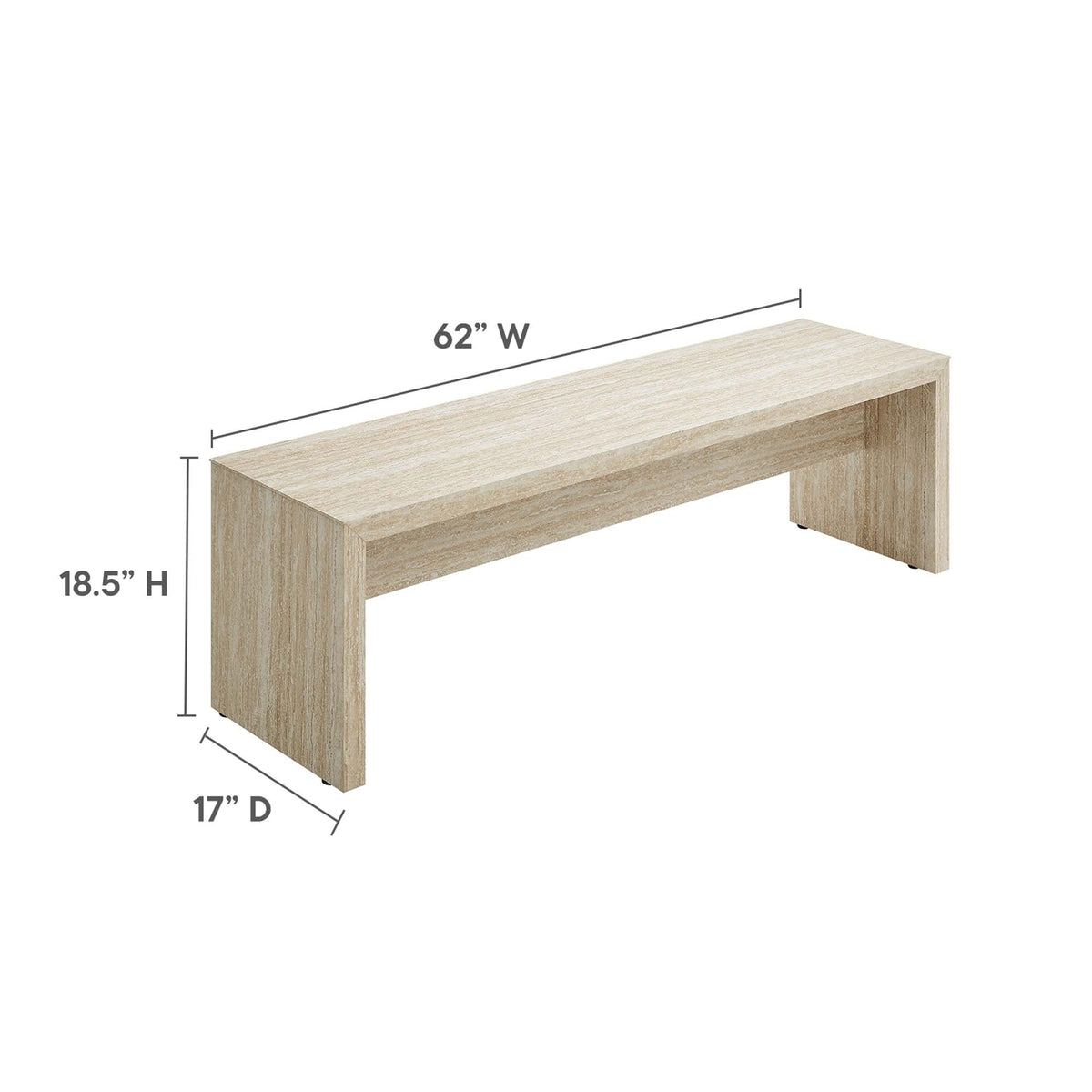 Mirella 62" Faux Travertine Long Bench by Modway, photo 4 of 7