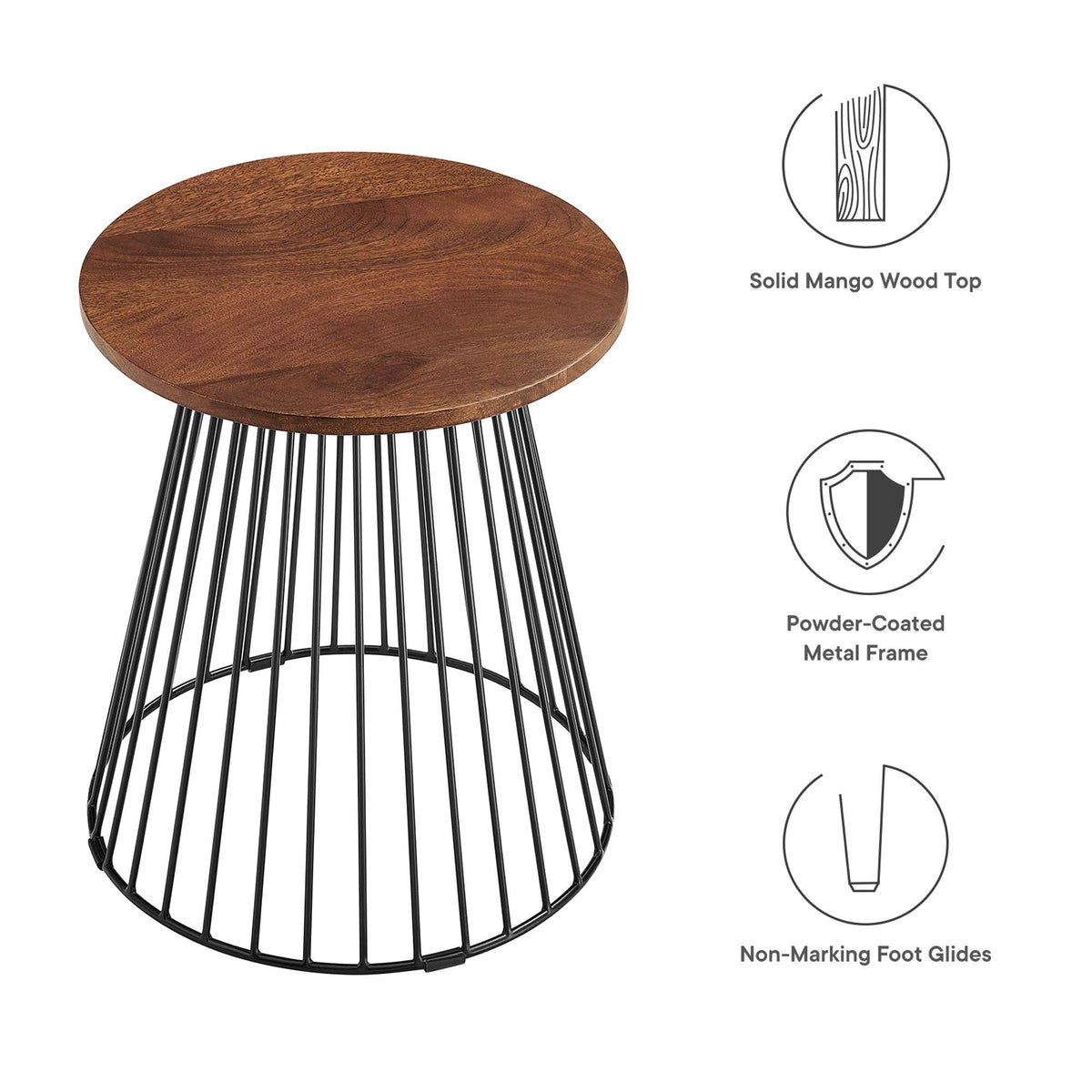 Valeo Round Wood and Metal Side Table by Modway, photo 2 of 7