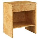 Hudson 1-Drawer Burl Wood Nightstand with Shelf by HouseOfZazla