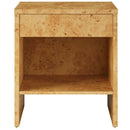 Hudson 1-Drawer Burl Wood Nightstand with Shelf by HouseOfZazla