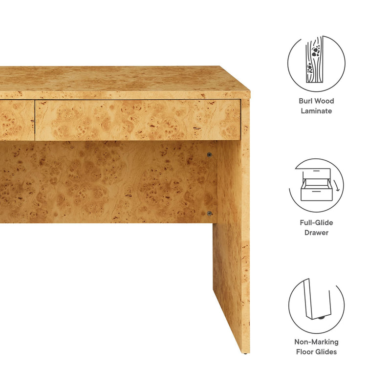 Hudson 2-Drawer Burl Wood Desk by Modway, photo 3 of 7