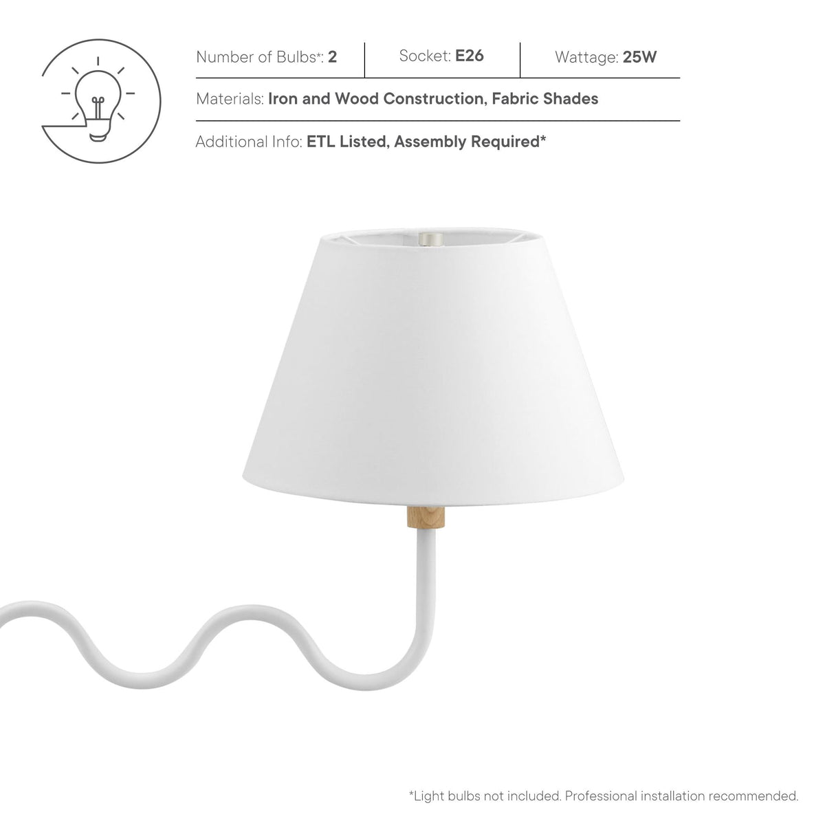 Sunlit Squiggle 2-Arm Pendant Light by Modway, photo 12 of 14