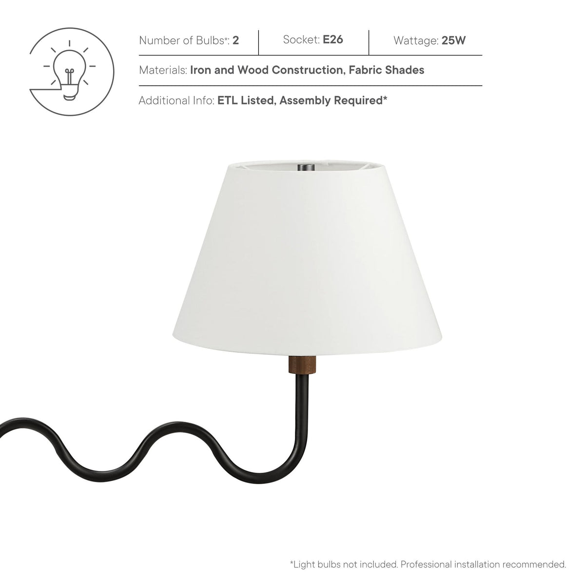 Sunlit Squiggle 2-Arm Pendant Light by Modway, photo 3 of 14