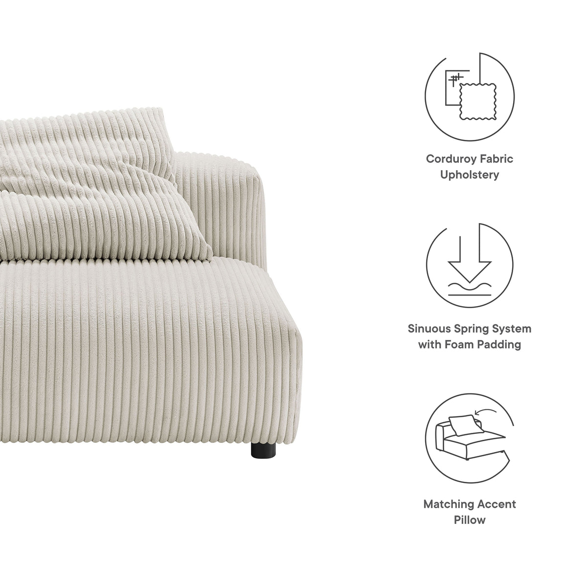 Solace Modular Corduroy Upholstered Armless Chair, photo 12 of 14