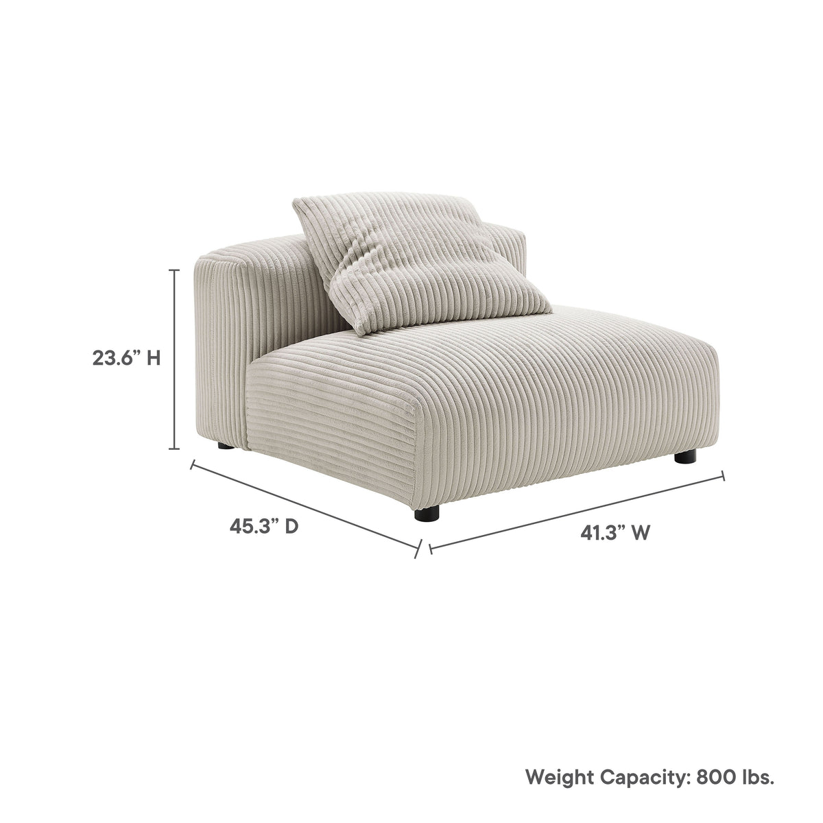 Solace Modular Corduroy Upholstered Armless Chair, photo 13 of 14