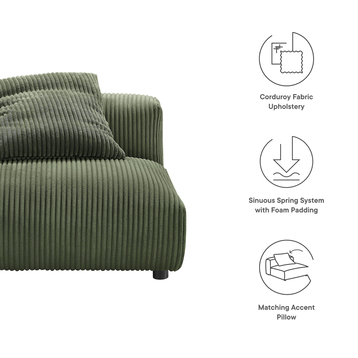 Solace Modular Corduroy Upholstered Armless Chair, photo 3 of 14