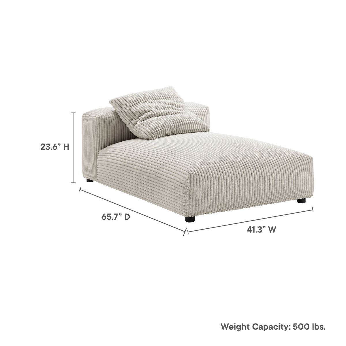 Solace Modular Corduroy Upholstered Armless Chaise Lounge, photo 13 of 14