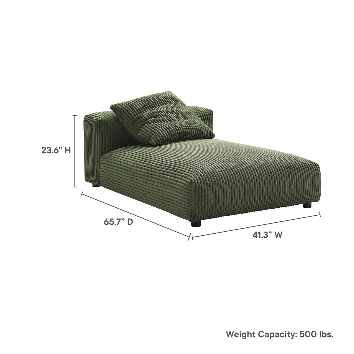 Solace Modular Corduroy Upholstered Armless Chaise Lounge, photo 2 of 14
