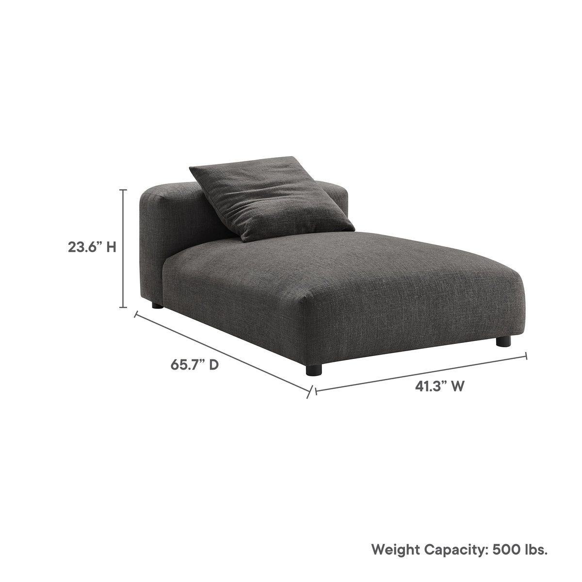 Solace Modular Upholstered Fabric Armless Chaise Lounge, photo 19 of 21