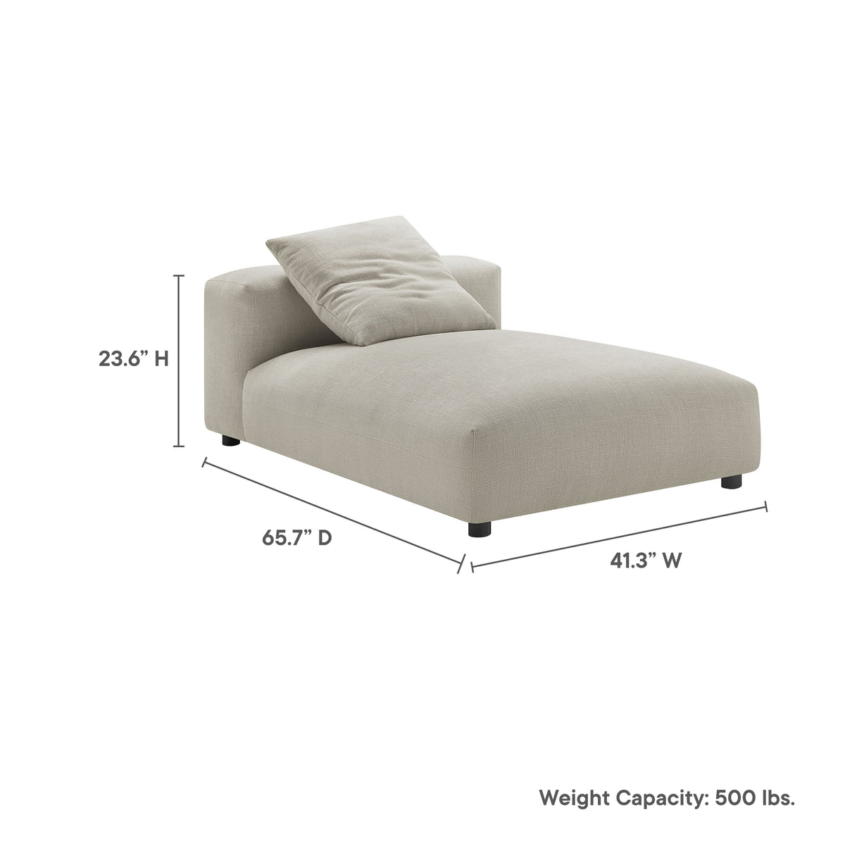 Solace Modular Upholstered Fabric Armless Chaise Lounge, photo 18 of 21