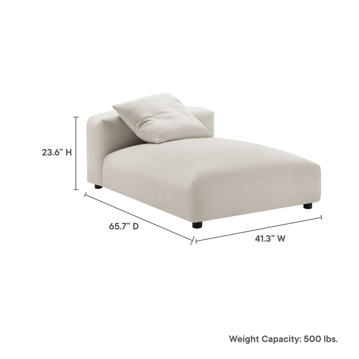 Solace Modular Upholstered Fabric Armless Chaise Lounge, photo 2 of 21