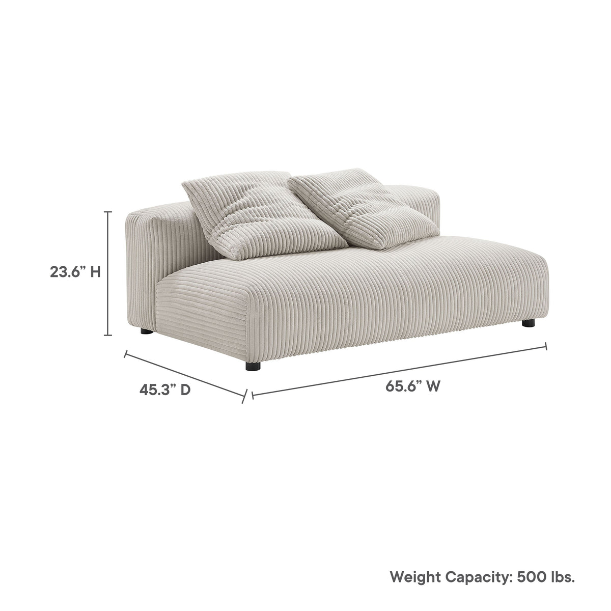 Solace Modular Corduroy Upholstered Armless Loveseat by Modway, photo 13 of 14