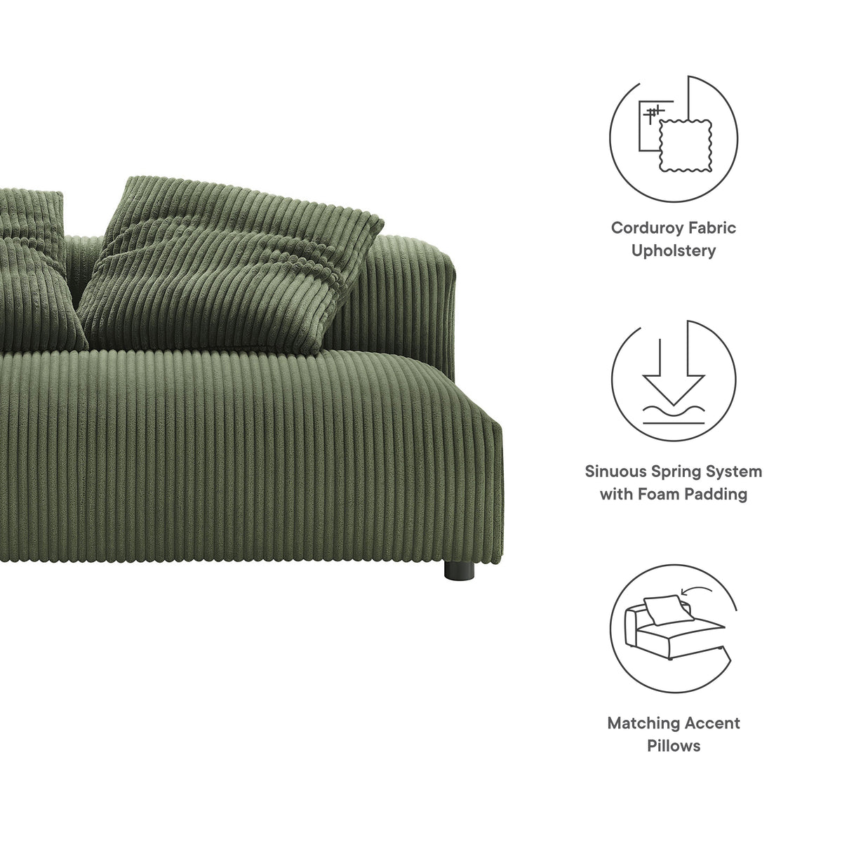 Solace Modular Corduroy Upholstered Armless Loveseat by Modway, photo 3 of 14