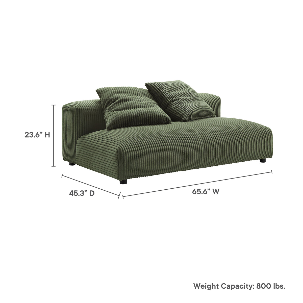 Solace Modular Corduroy Upholstered Armless Loveseat by Modway, photo 2 of 14