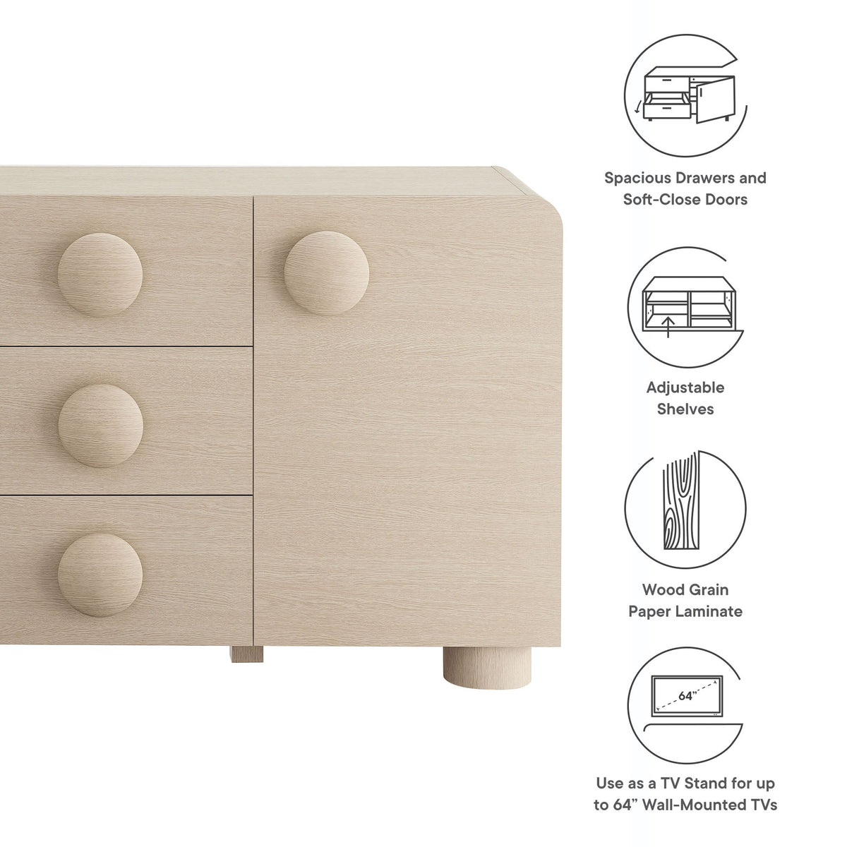 Sonnet 57" Sideboard Storage Cabinet by Modway, photo 12 of 14