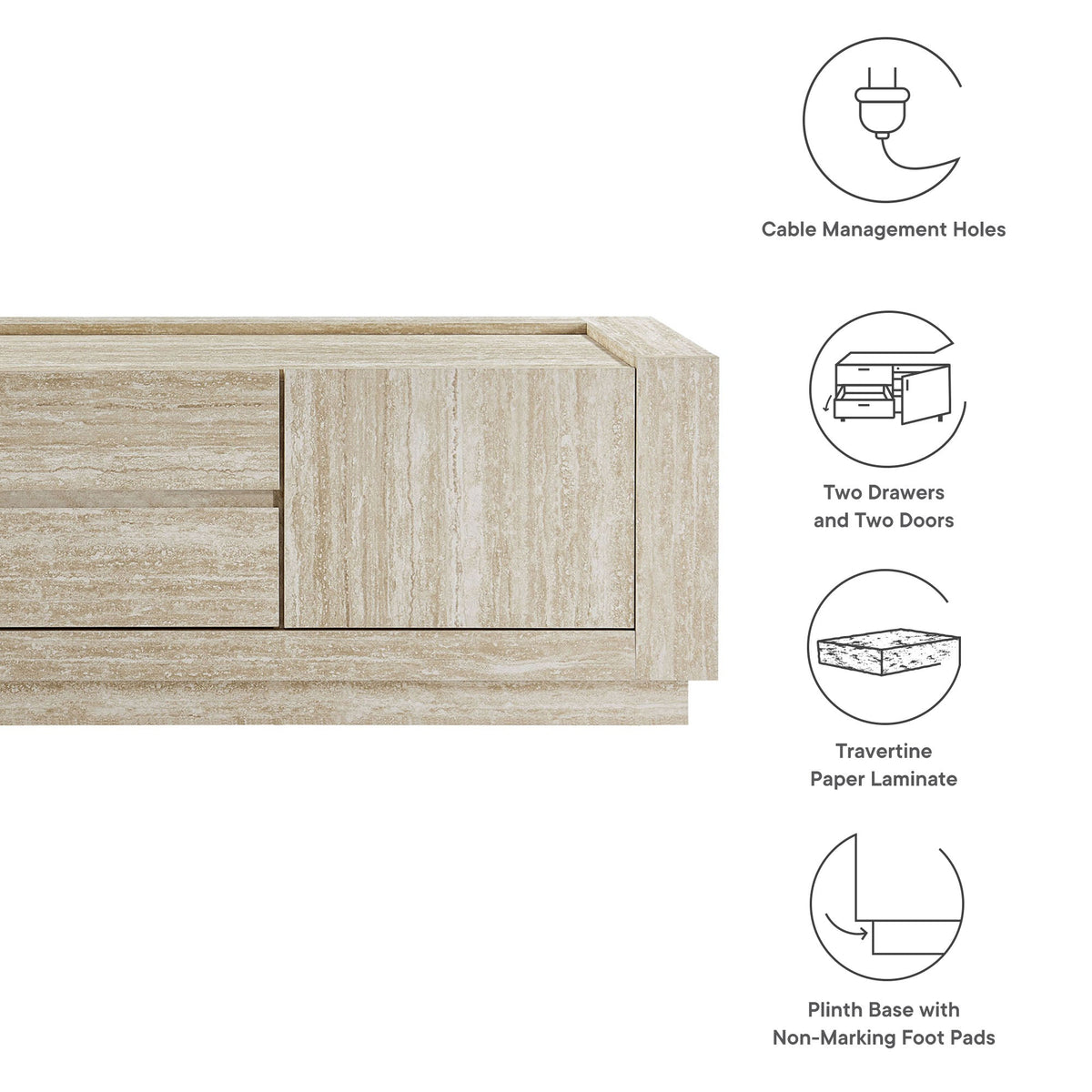 Hollis 59" Travertine TV Stand by Modway, photo 3 of 7