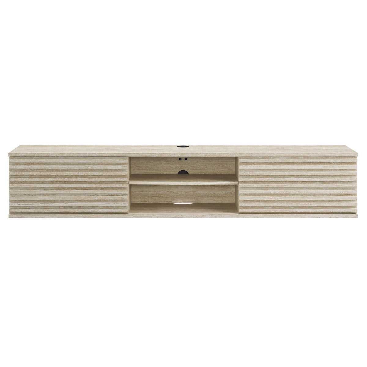 Render 70" Faux Travertine Wall-Mount Media Console TV Stand, photo 4 of 7