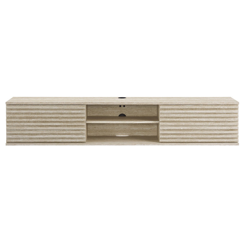 Render 70" Faux Travertine Wall-Mount Media Console TV Stand, photo 4 of 7