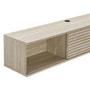 Render 70" Faux Travertine Wall-Mount Media Console TV Stand by HouseOfZazla