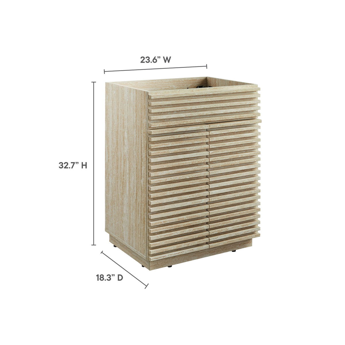 Render 24" Faux Travertine Bathroom Vanity Cabinet, photo 2 of 21