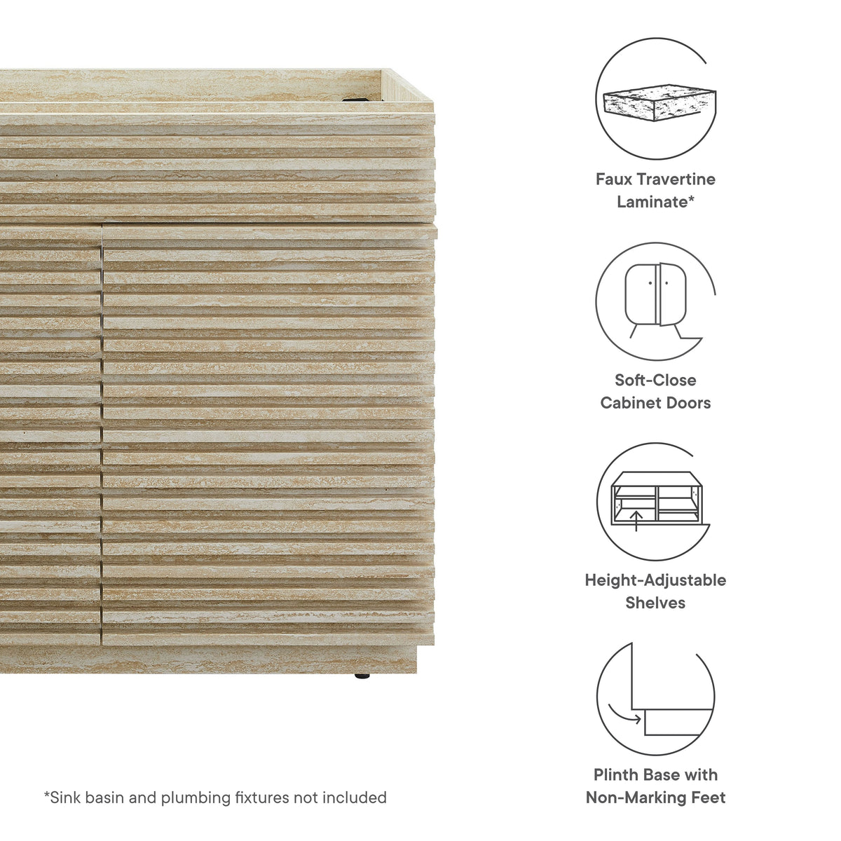 Render 24" Faux Travertine Bathroom Vanity Cabinet, photo 16 of 21