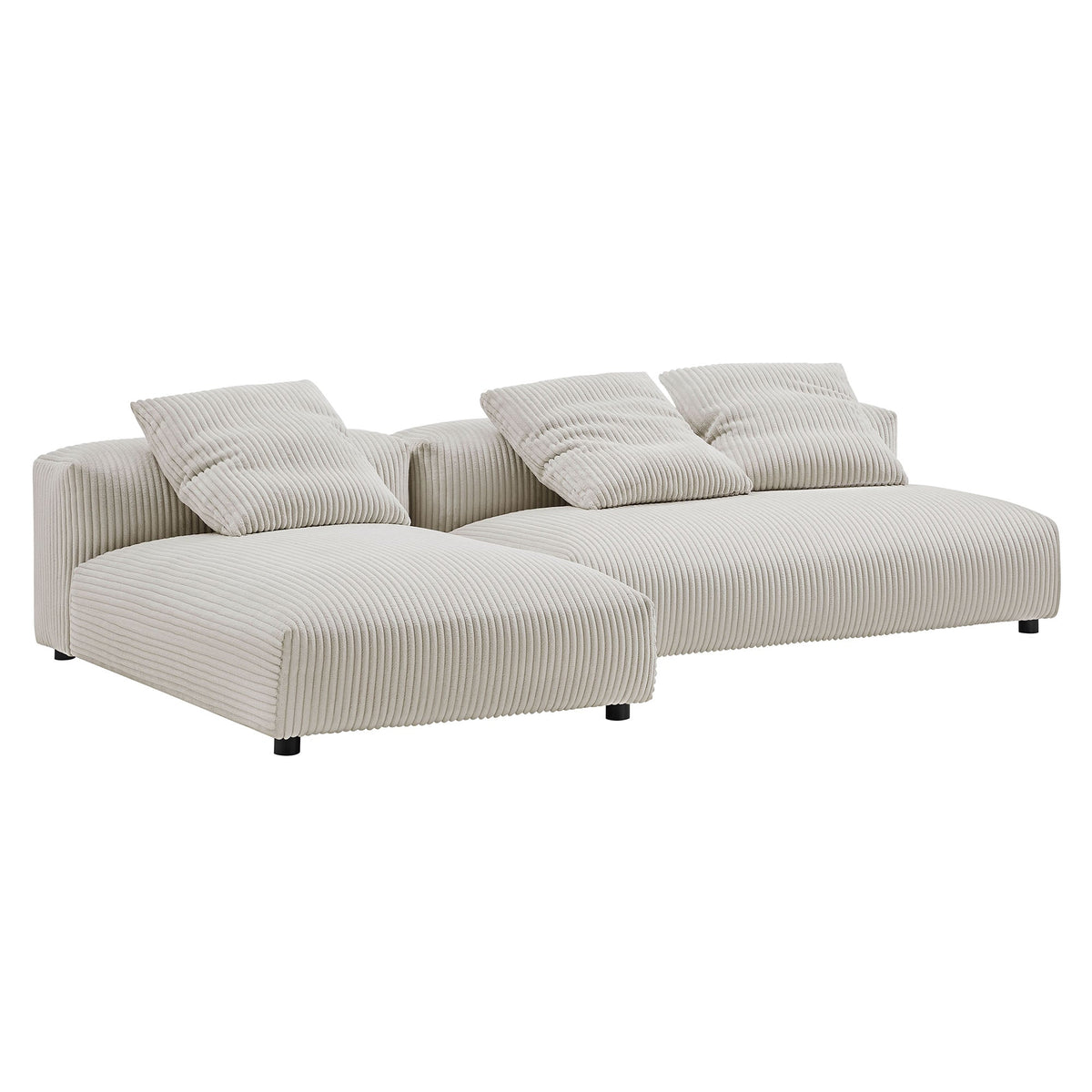 Solace 2-Piece Modular Corduroy Upholstered Sectional Sofa with Chaise, photo 12 of 14