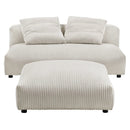 Solace Modular Corduroy Upholstered Armless Loveseat and Ottoman Set by HouseOfZazla
